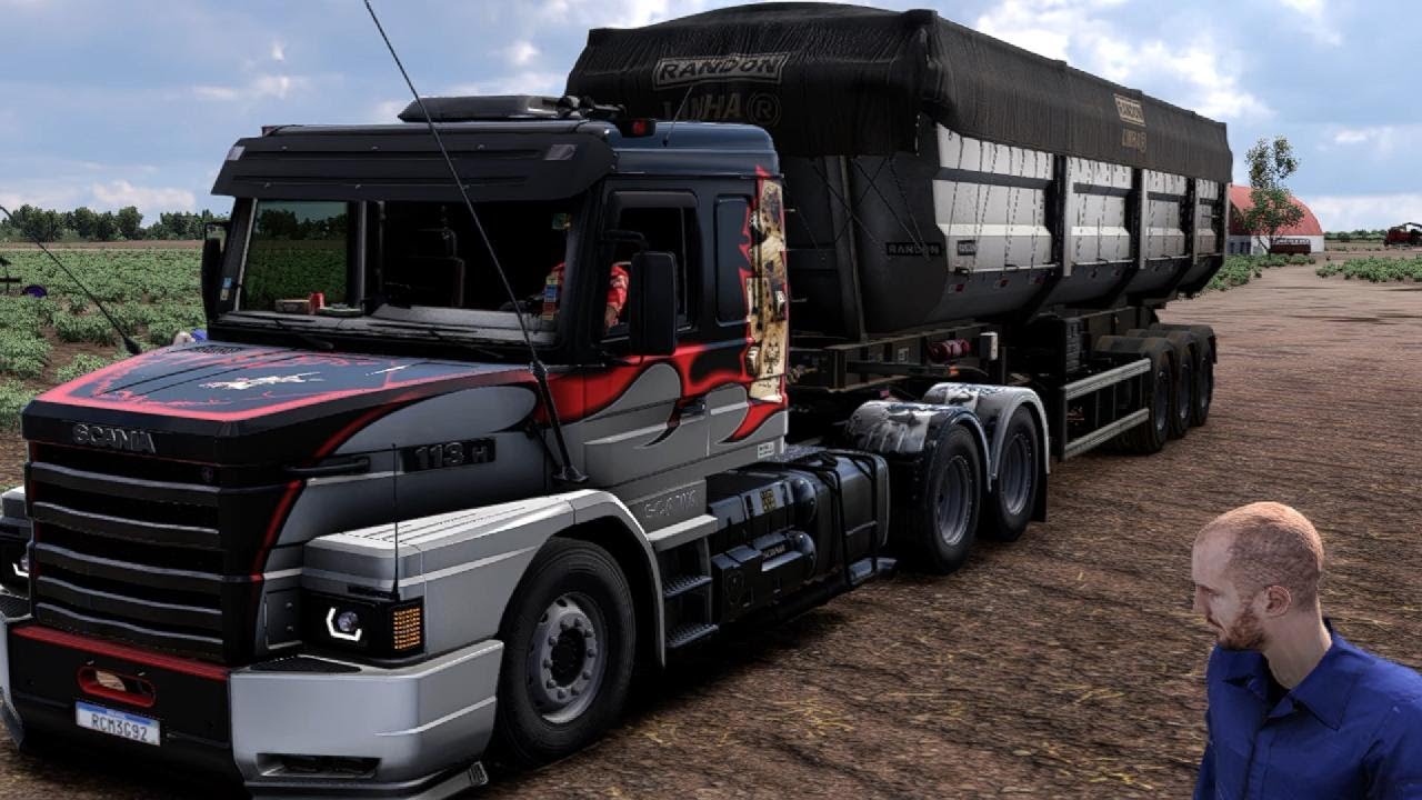 ETS 2 1.55 - 🌎MAPA RBR BRASIL, 🚚 Scania 113 H, 🎮Cagando Soya directo en la Hacienda.