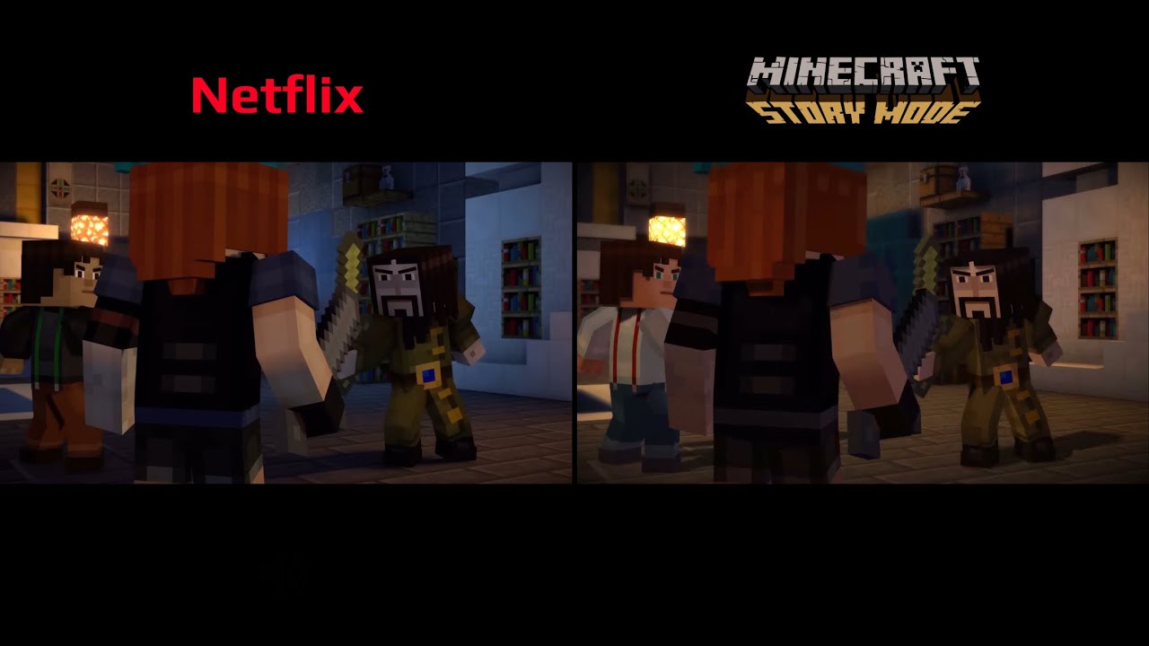 Minecraft: Story Mode | Ivor Fight - Netflix vs Original // Side by side