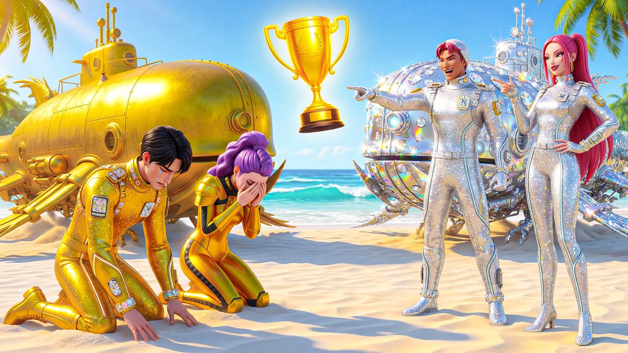 Golden Couple VS Diamond Couple - RUMI Gets Magic Submarine Racing Championship | KPOP Demon Hunters