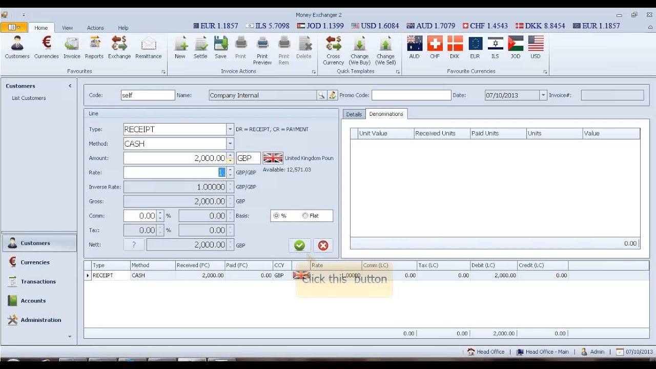 Money Exchange Software - Haw to add cash into till