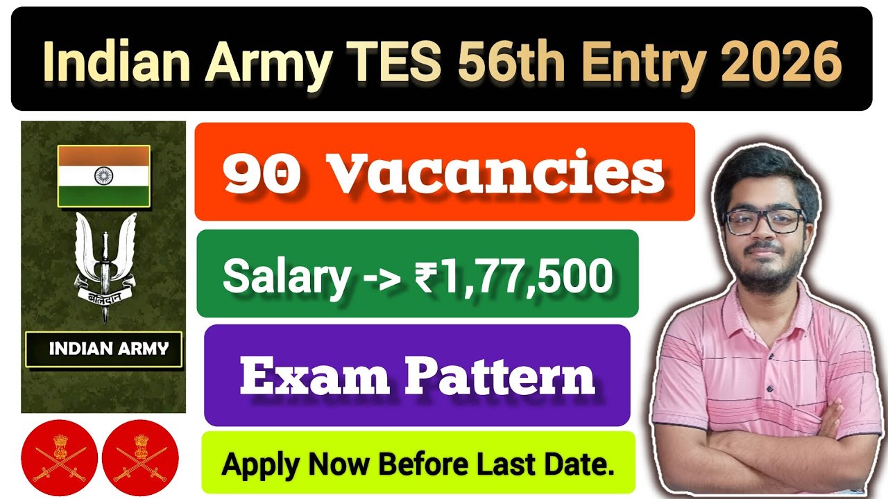 Indian Army TES 56 Entry 2026 || 90 Officer Cadet Vacancy || Apply Online || #army #indianarmy
