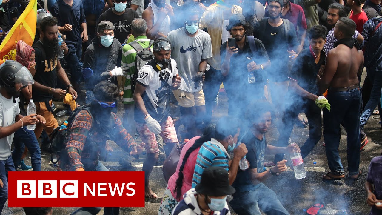 Sri Lanka swears in acting president after mass protests - BBC News