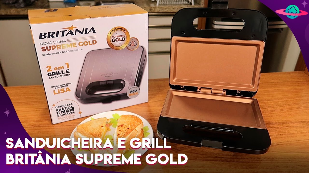 SANDUICHEIRA E GRILL BRITÂNIA SUPREME GOLD: FAZ ATÉ OVO FRITO SEM GRUDAR? (UNBOXING COMPLETO)