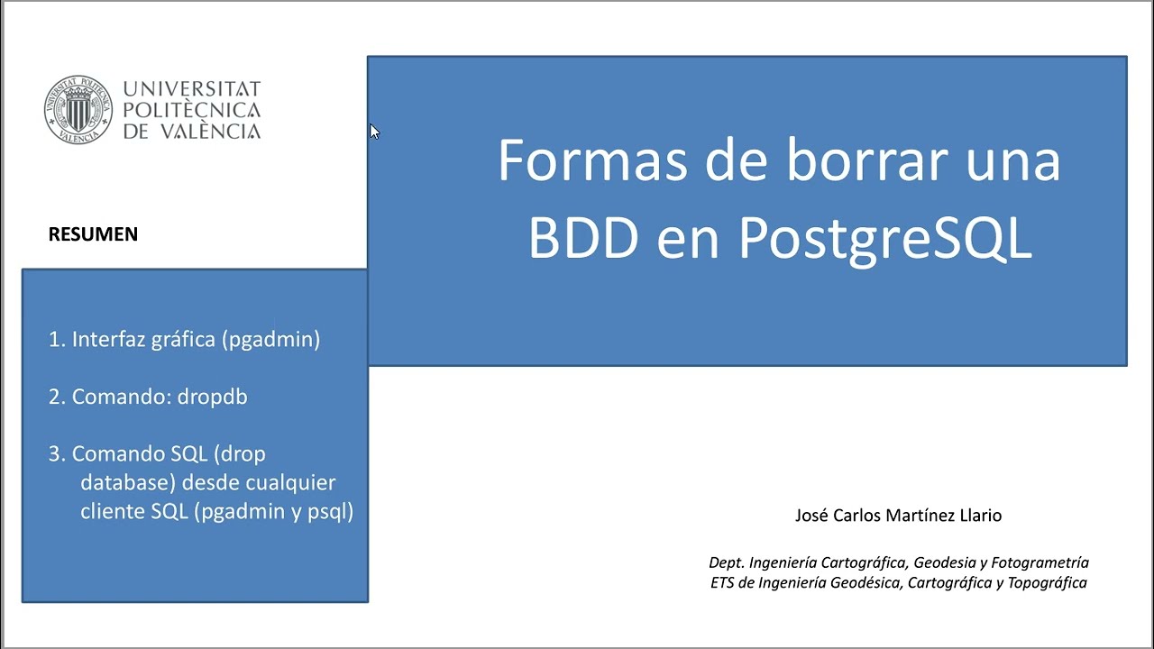 Módulo 1: Cómo borrar una base de datos  en PostgreSQL