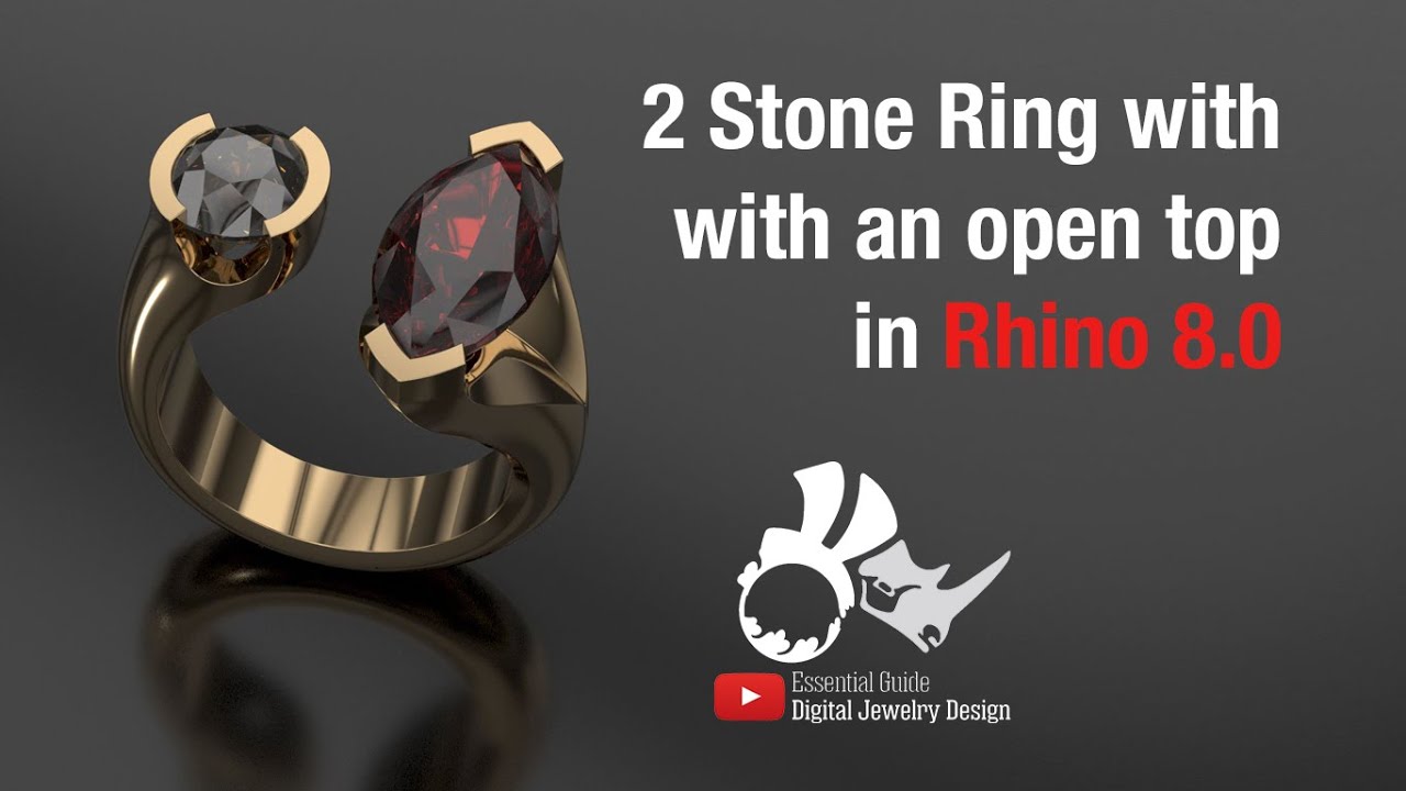 Part #1 2 Stone Asymmetric Ring in Rhino 8.0  #rhinoceros3d #cad #rhinotutorial  #asymmetrical #ring