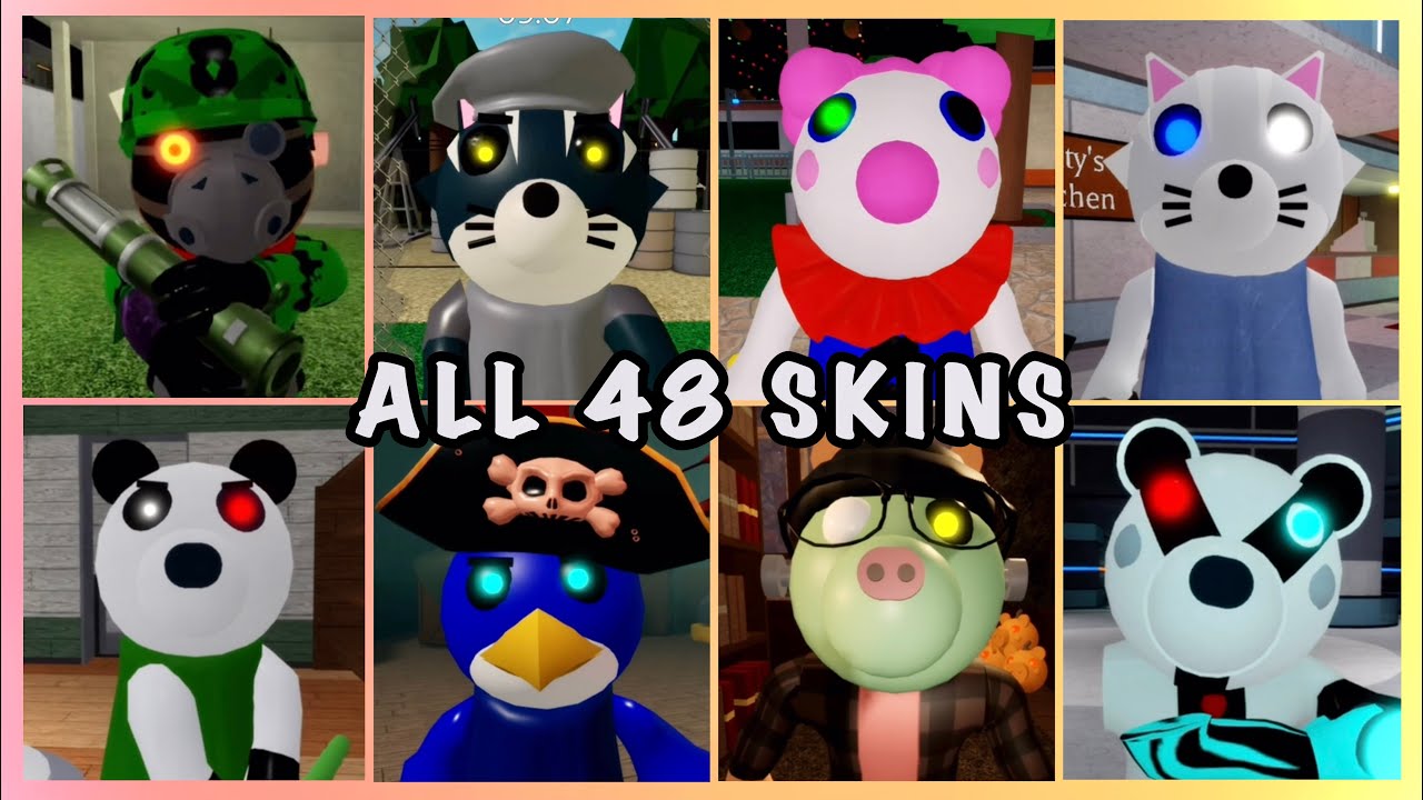 PIGGY ALL 48 *NEW* ALT SKINS JUMPSCARES! | ROBLOX PIGGY RECOLOURS