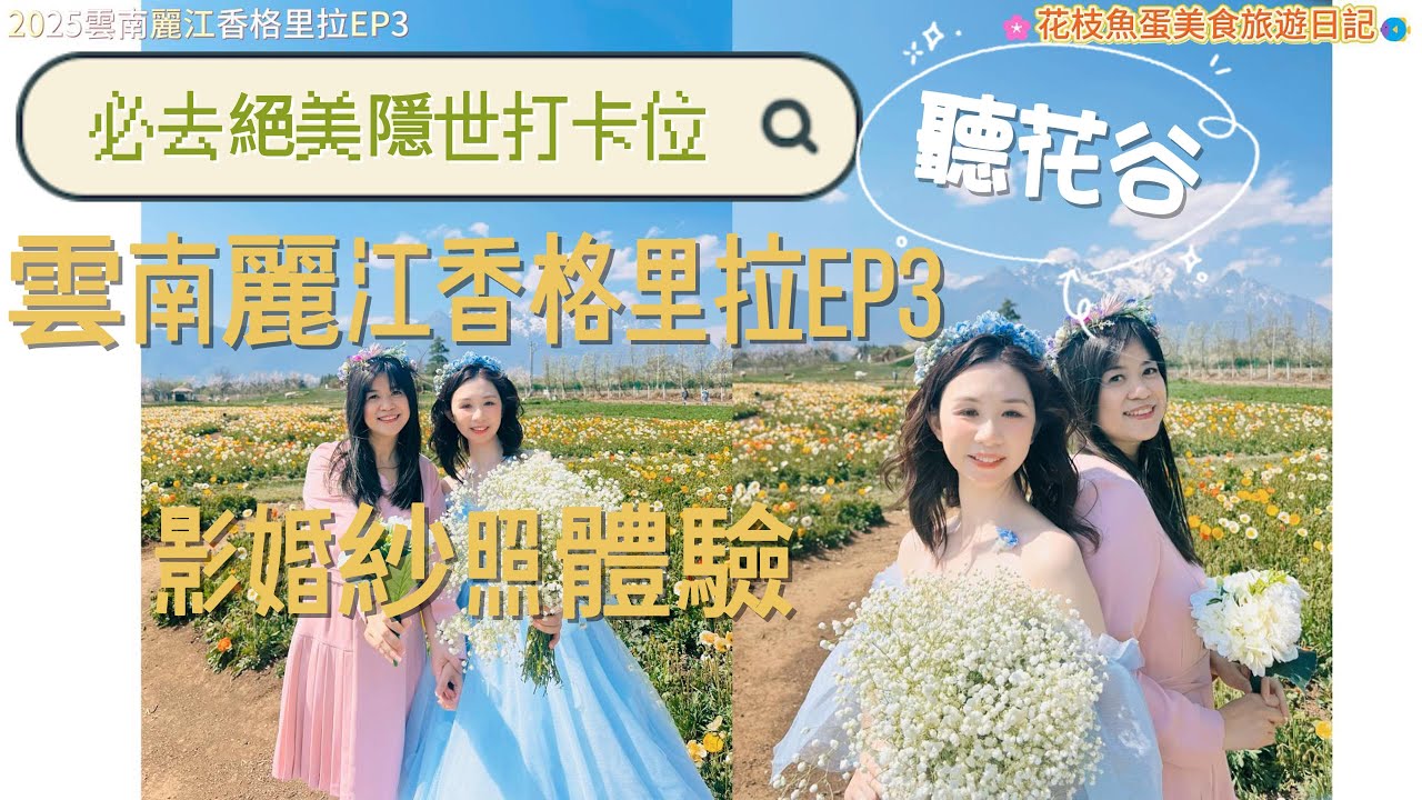 [2025雲南Ep3]6日5夜麗江香格里拉|必去絕美聽花谷|影婚紗照片體驗|牛犇犇抵食自助烤肉火鍋|玉龍雪山背景|香格里拉交通攻略|民宿佳宿推薦#中國內地旅遊#花枝與魚蛋#美食攻略#大陸景點#打卡位