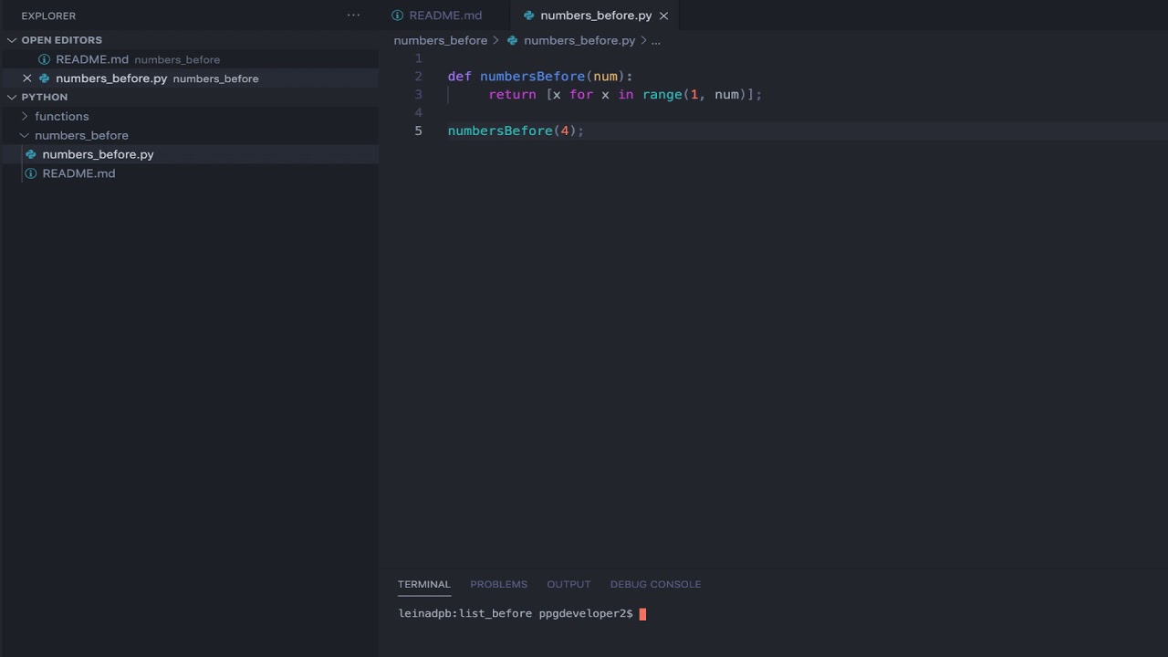 Python: Números anteriores a otro (listas de comprensión)