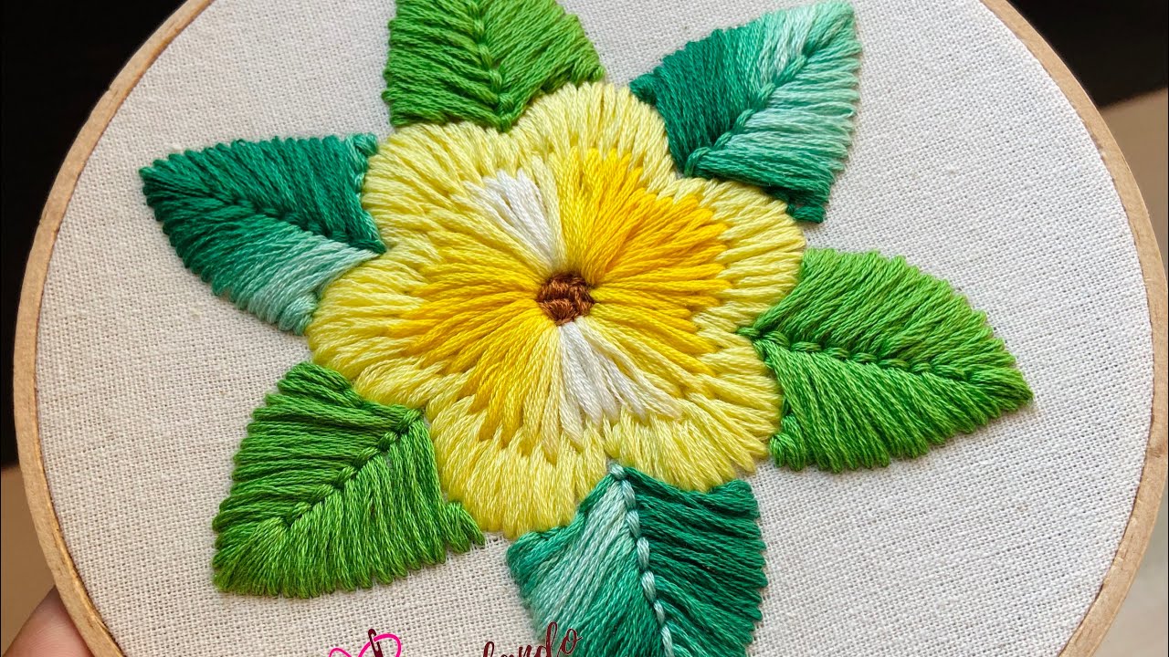 Cómo bordar flores con aguja mágica | Embroidery flowers Punch Needle