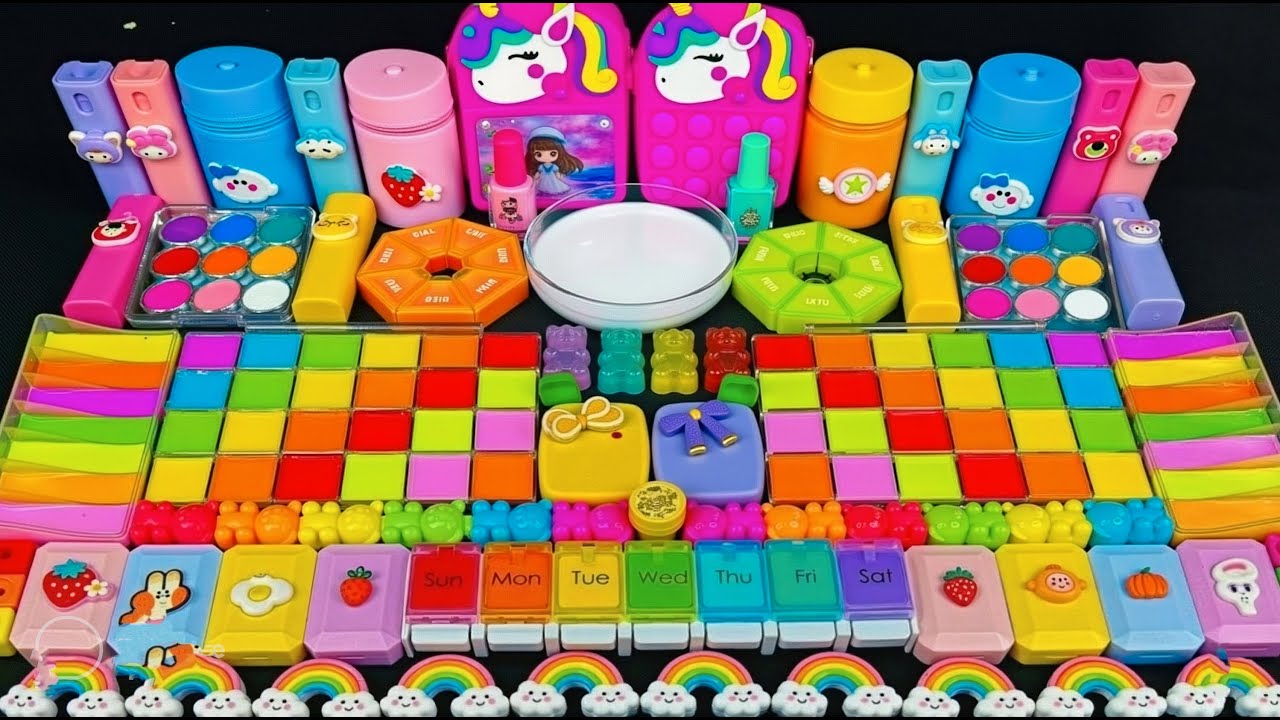 🌈 مزج السلايم المريح ASMR 🌈🦄 يونيكورن قوس قزح ماي ليتل بوني ضد السلايم اللامع | مزج عشوائي للسلايم