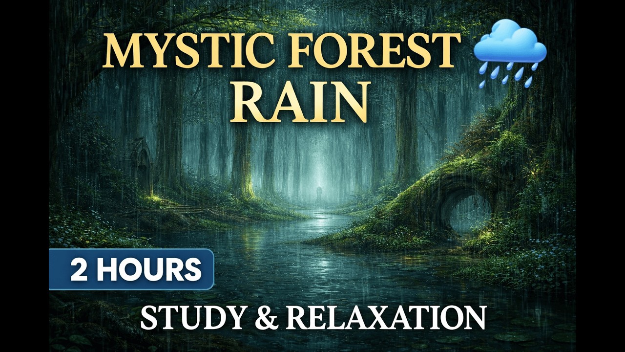 Mystic Forest Rain 🌧️ 2 Hours Fantasy Ambient Study Music  Deep Focus & Relaxation