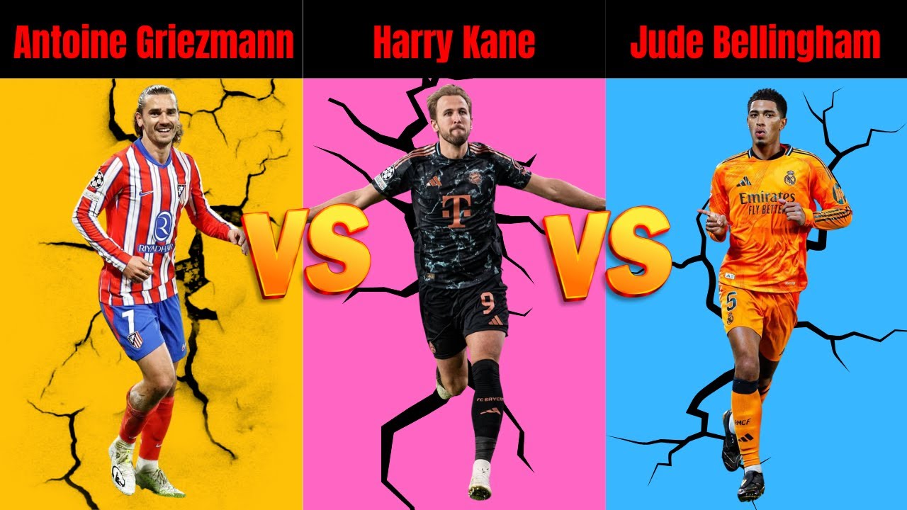 Comparison :Jude Bellingham vs Antoine Griezmann vs Harry Kane | Stats, Trophies & Career Comparison