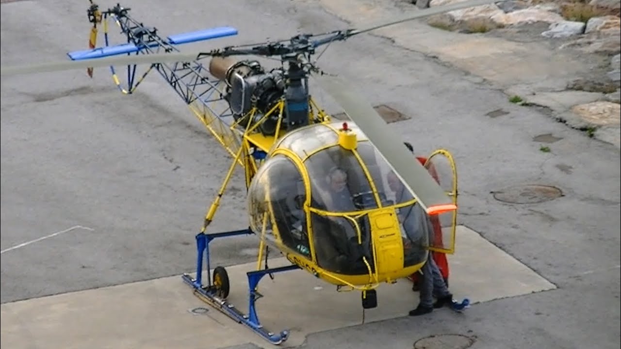 SA-315B Lama helicopter engine test at Barcelona Heliport - Heliand F-GHCC