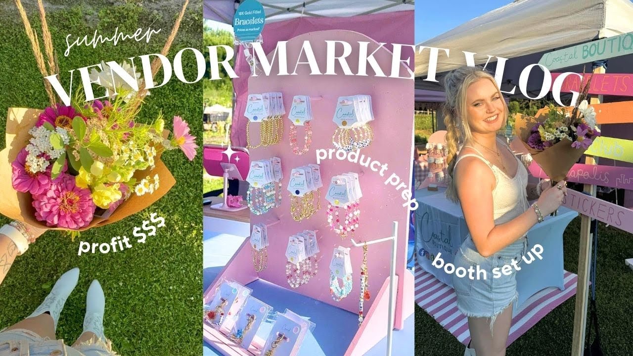 Vendor Market Vlog | Making bracelets, booth set up & how much I made 🌸