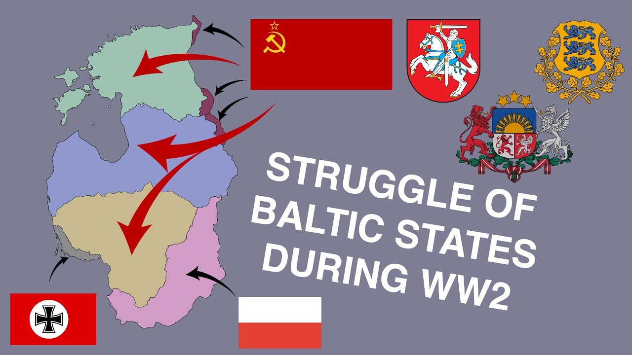 Borders of Baltic States during WW2 and After Map
