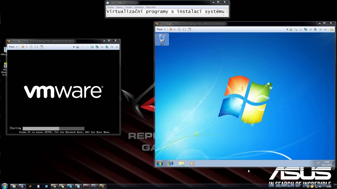 Virtualizace hardware s instalací operačních systémů Windows a Linux