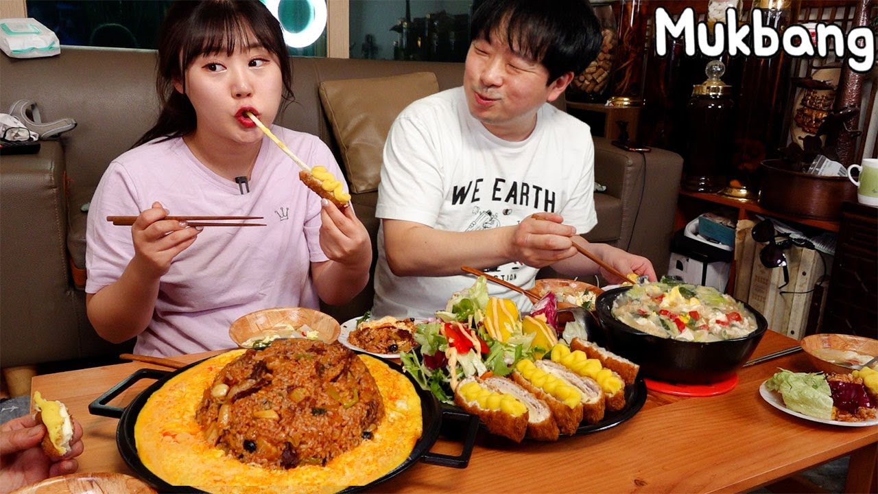 Mukbang | Корейское средство от похмелья, суп из сушеного минтая с жареным рисом с говядиной.