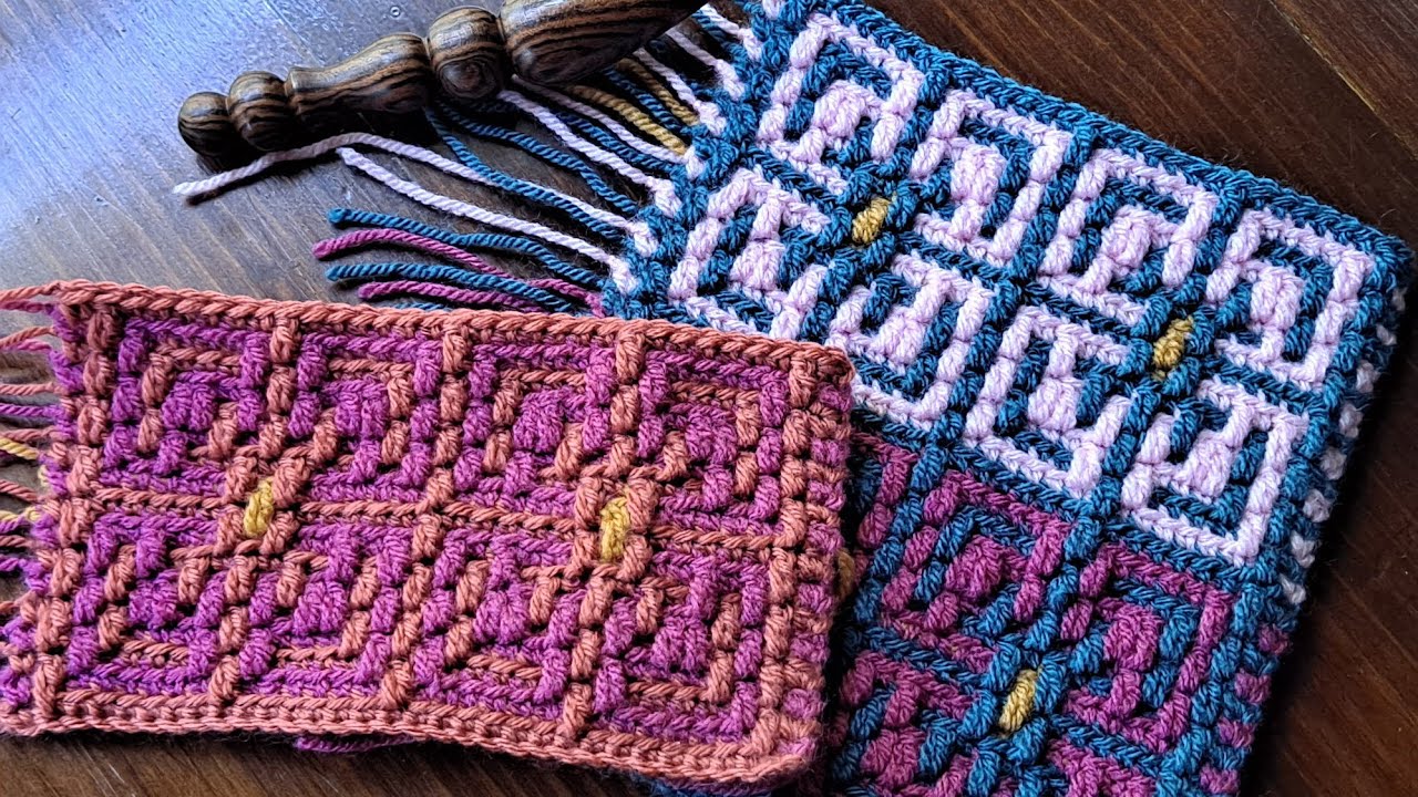 Mosaic Crochet Pattern # 48 - Design #4 - Multiple 14 + 4 Work flat or in the round - left or right