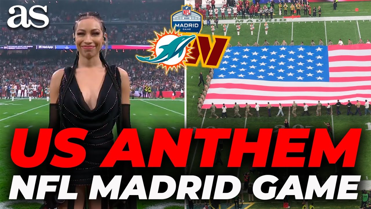 US National Anthem STUNS SPANISH FANS at MIAMI DOLPHINS vs. WASHINGTON COMMANDERS | NFL MADRID GAME