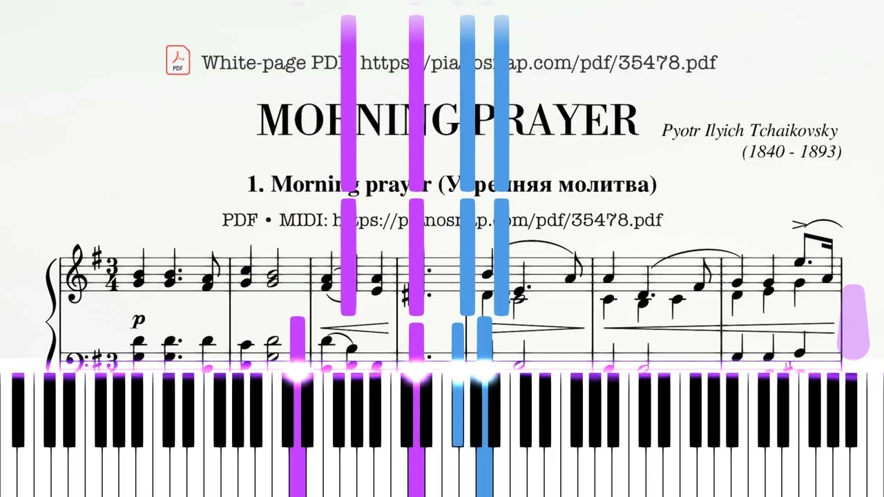 Tchaikovsky Morning Prayer Piano Tutorial EASY