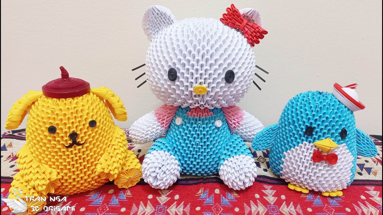 DIY  Hello Kitty tutorial ,paper stuff | tutorial de gatito de origami 3d