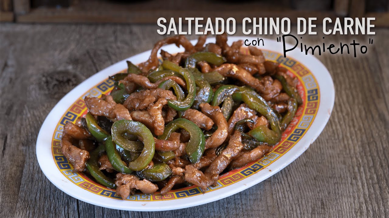 Salteado Chino de carne con pimiento verde