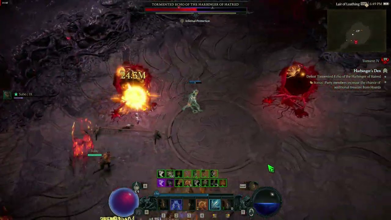 🔥 Diablo IV – Sorcier SOLO en Tourment IV | Harbinger’s Den Clear Full Run ⚡💀