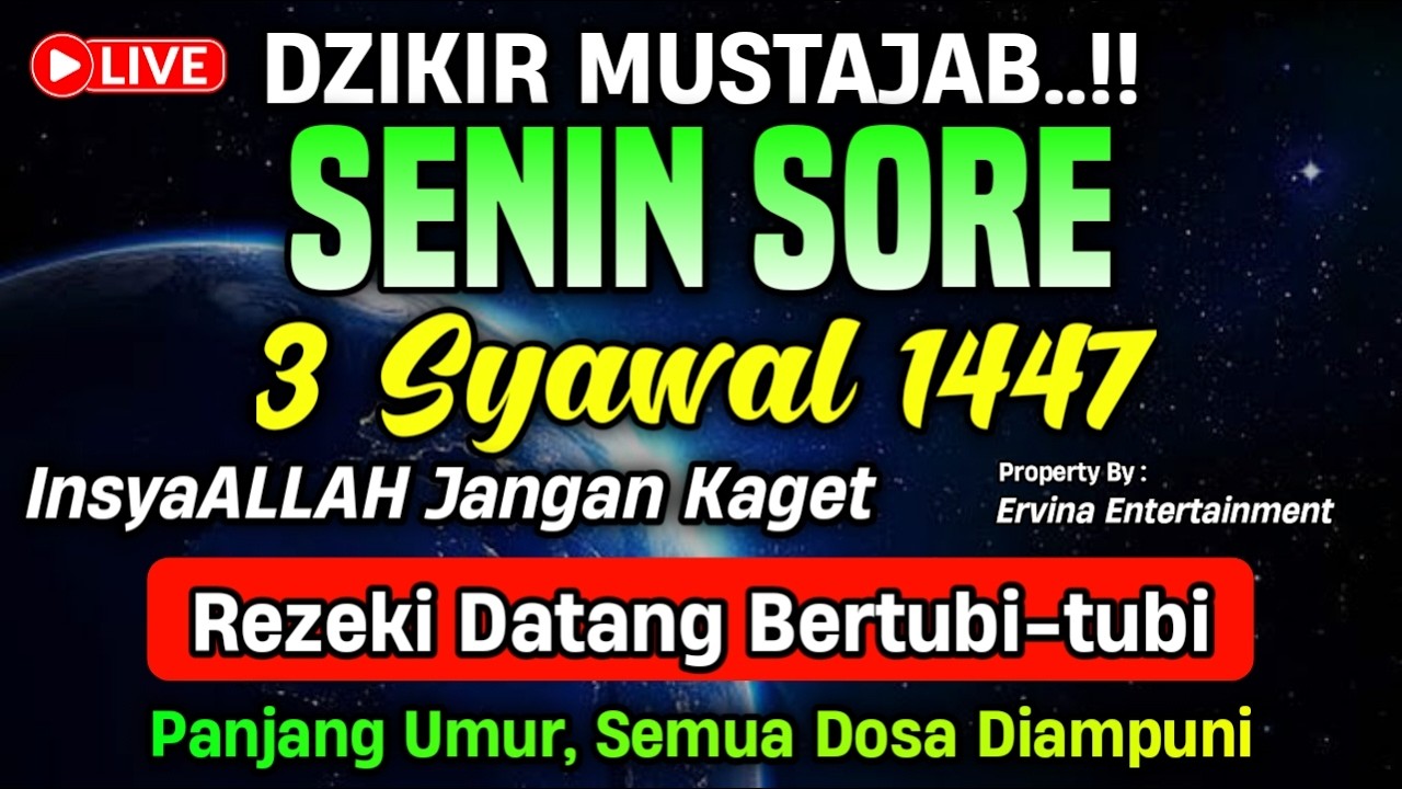 DZIKIR SORE HARI SENIN MUSTAJAB..!! Doa Pembuka Pintu Rezeki dari Segala Penjuru | DZIKIR SORE