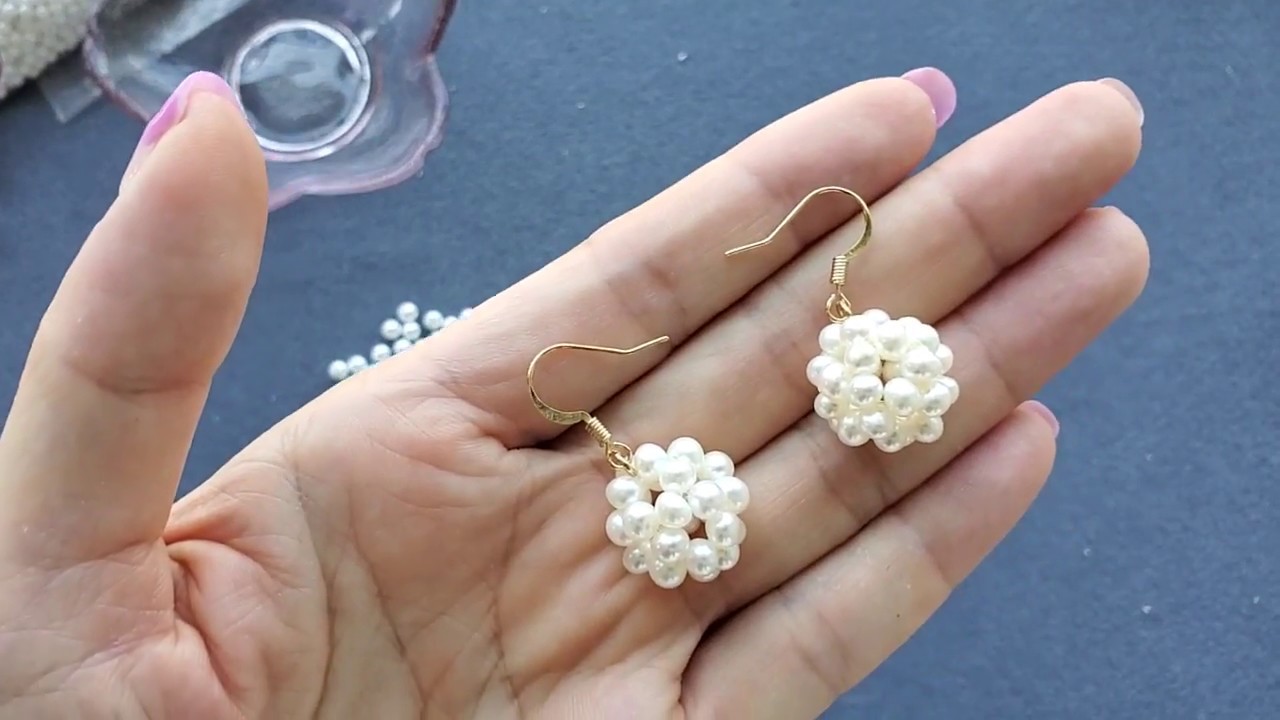 手工制作DIY 珍珠耳环DIY 珍珠编织小球耳环编法DIY 俏皮可爱的珍珠编织小球耳环
