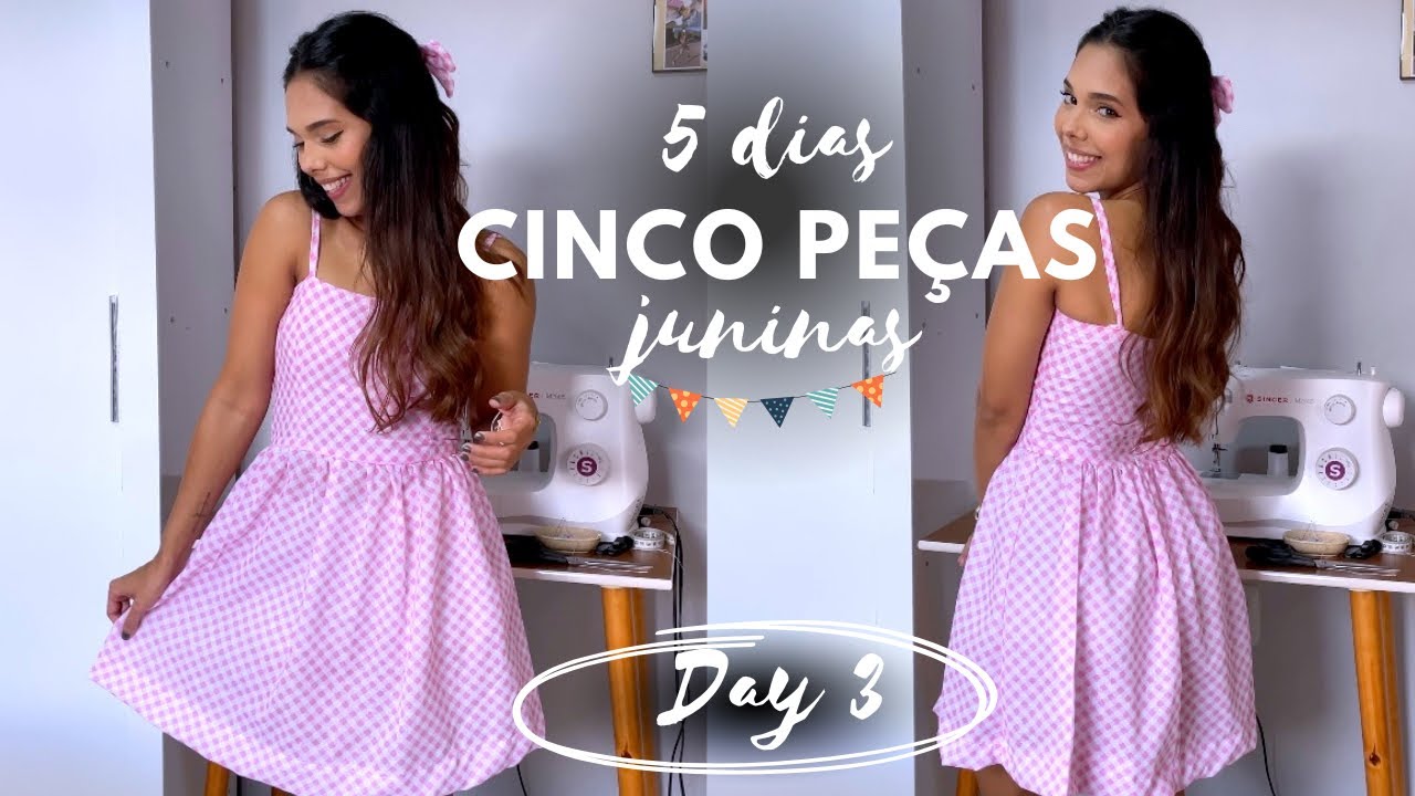 Vestido corset de alças, franzido com corte evasê - dia 3