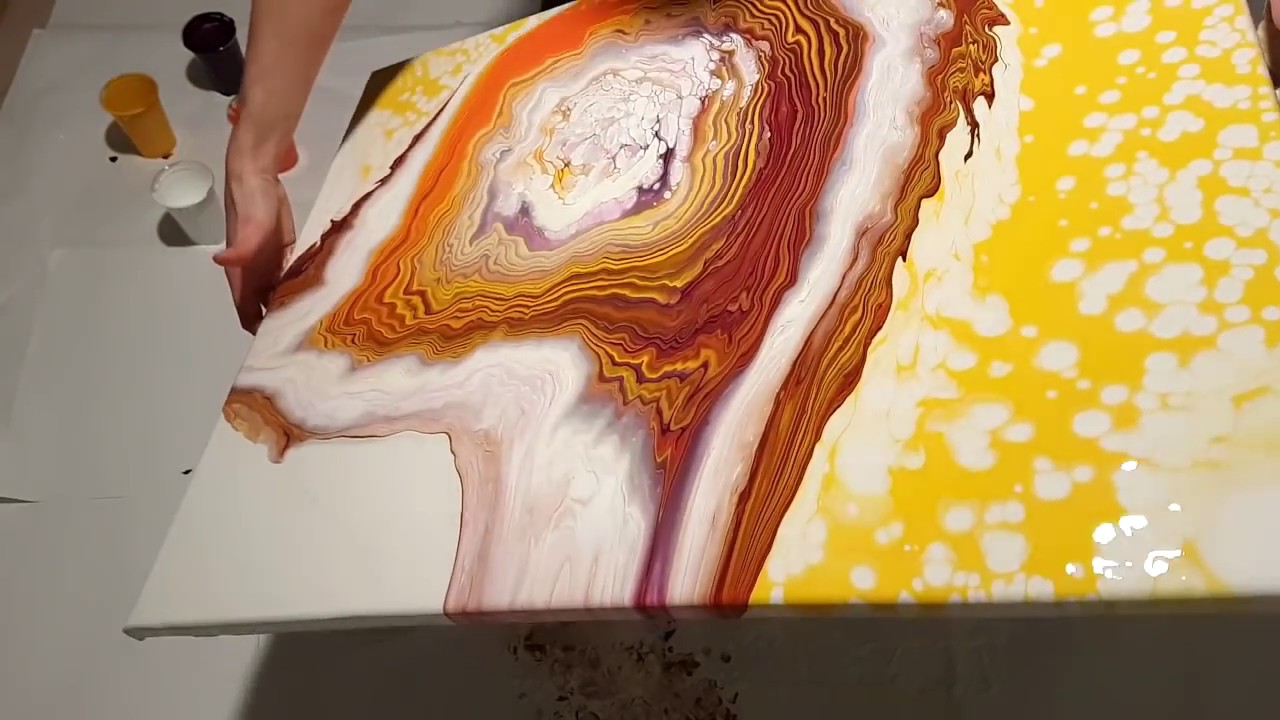 SPLITTING A Large Fluid Painting for COMPOSITION | MelyD Style | Cloud Pour + Negative Space