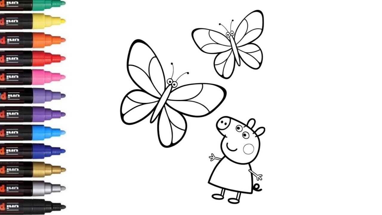 Butterfly Fun with Peppa Pig 🦋🐷 Coloring Page