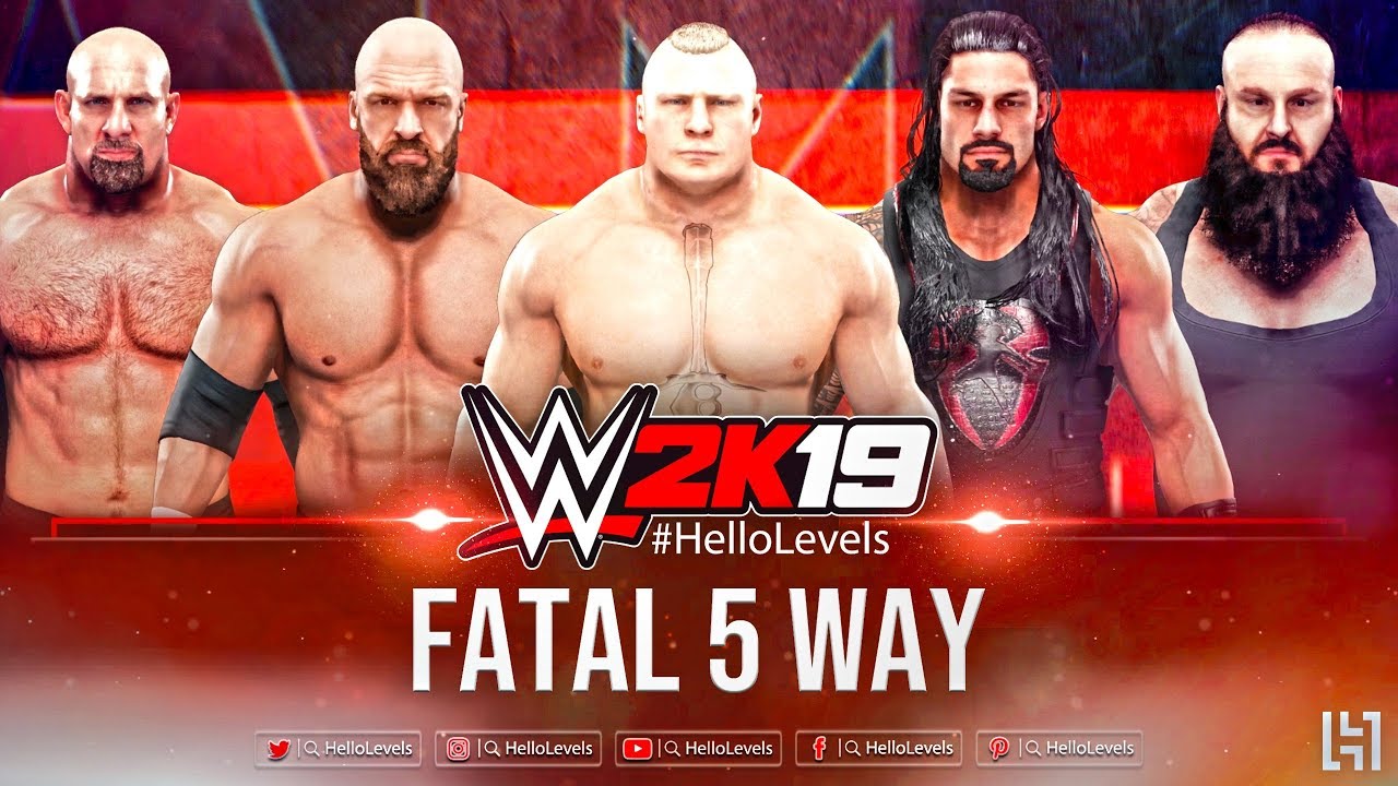 WWE 2K19 Fatal 5 Way Match — Брок Леснар против Романа Рейнса против Брона Строумана против Голдб...