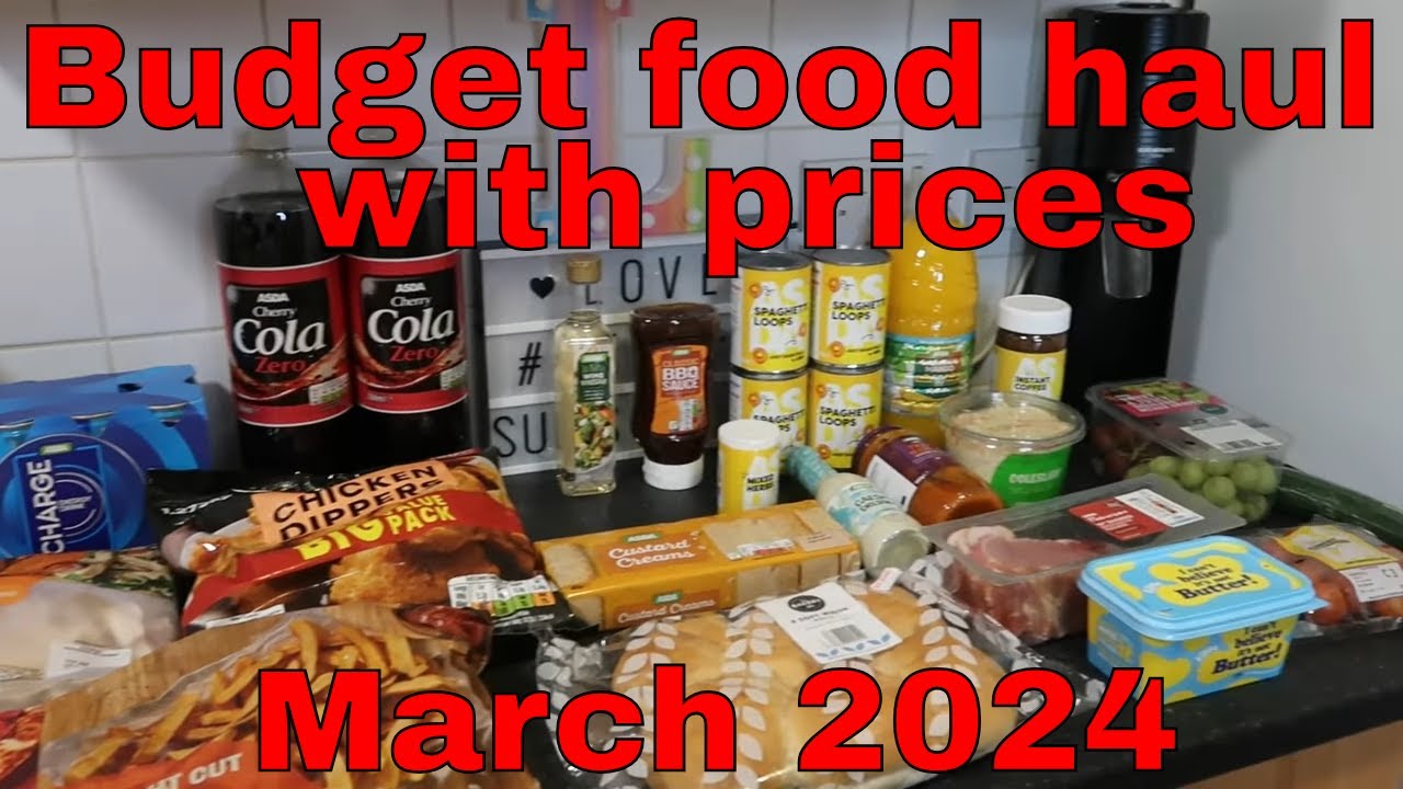 Budget Iceland and Asda shopping haul with prices. March 2024