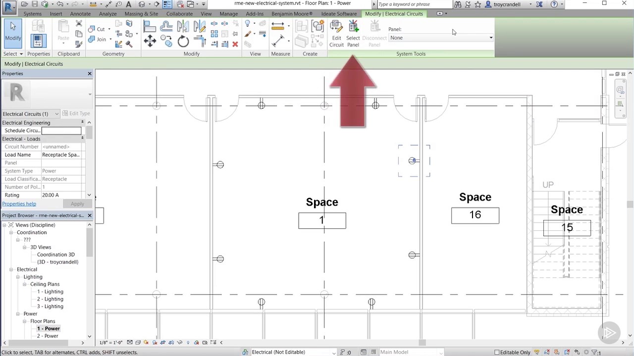Creating a Power Circuit in Revit