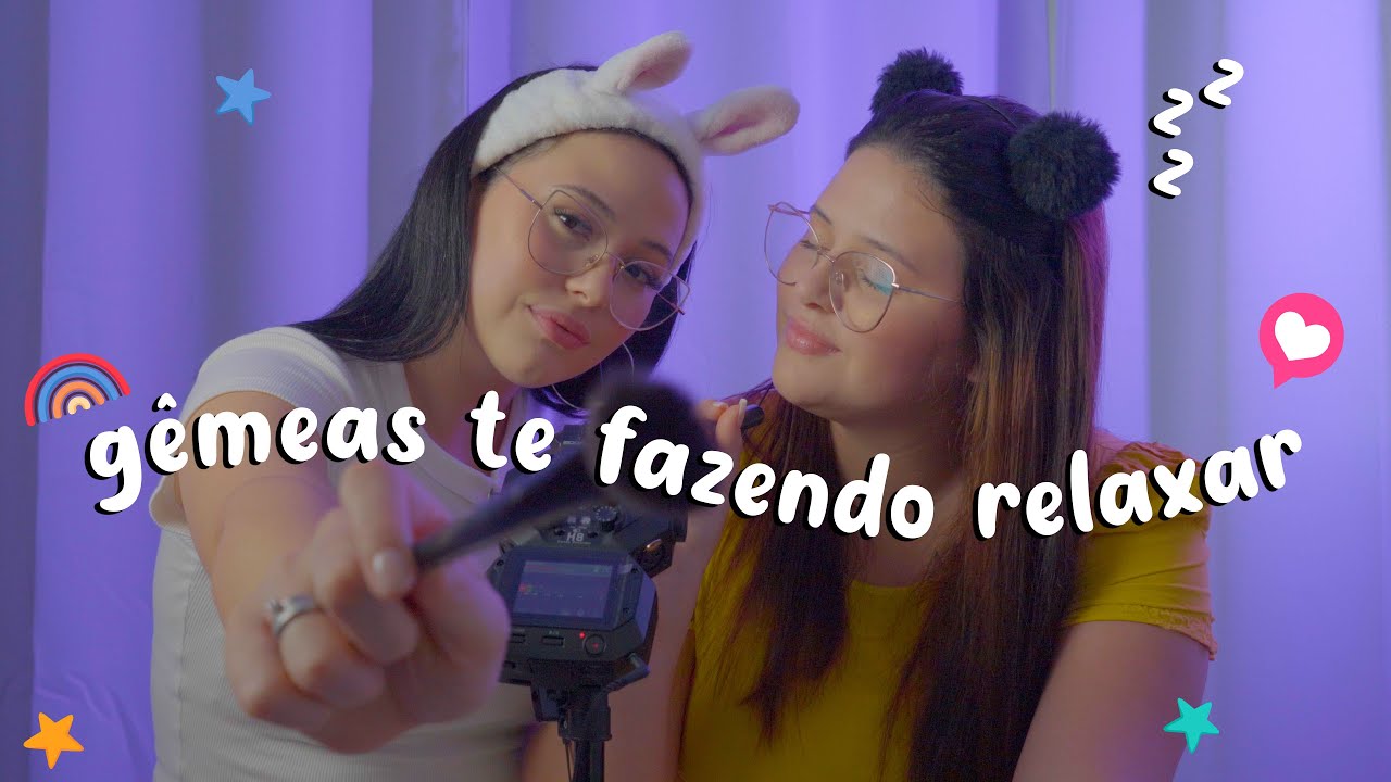ASMR Em Dose Dupla (sons de boca, face touching, hand movements)
