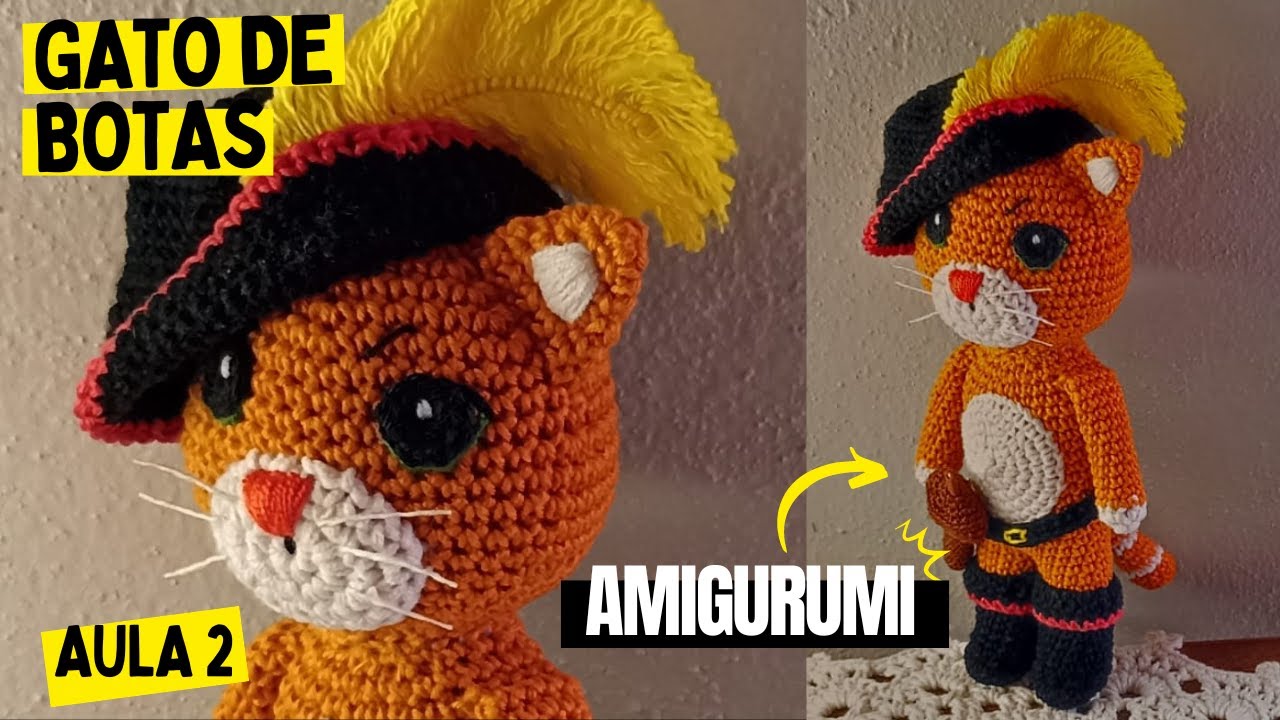 GATO DE BOTAS EM AMIGURUMI- 🐱👢- AULA PASSO A PASSO 2