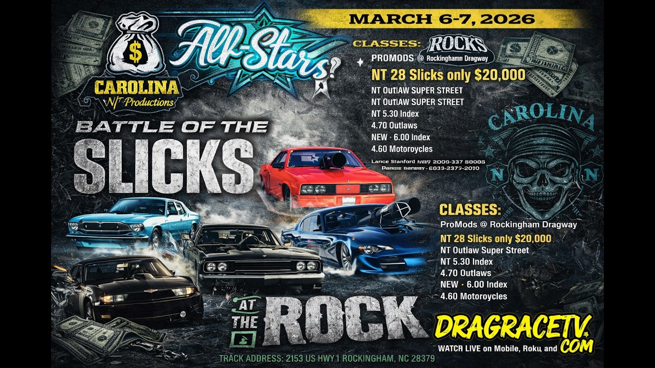 🔥 LIVE: Carolina NT Battle of the Slicks at The Rock | No Time Drag Racing Madness | March 6-7, 2026
