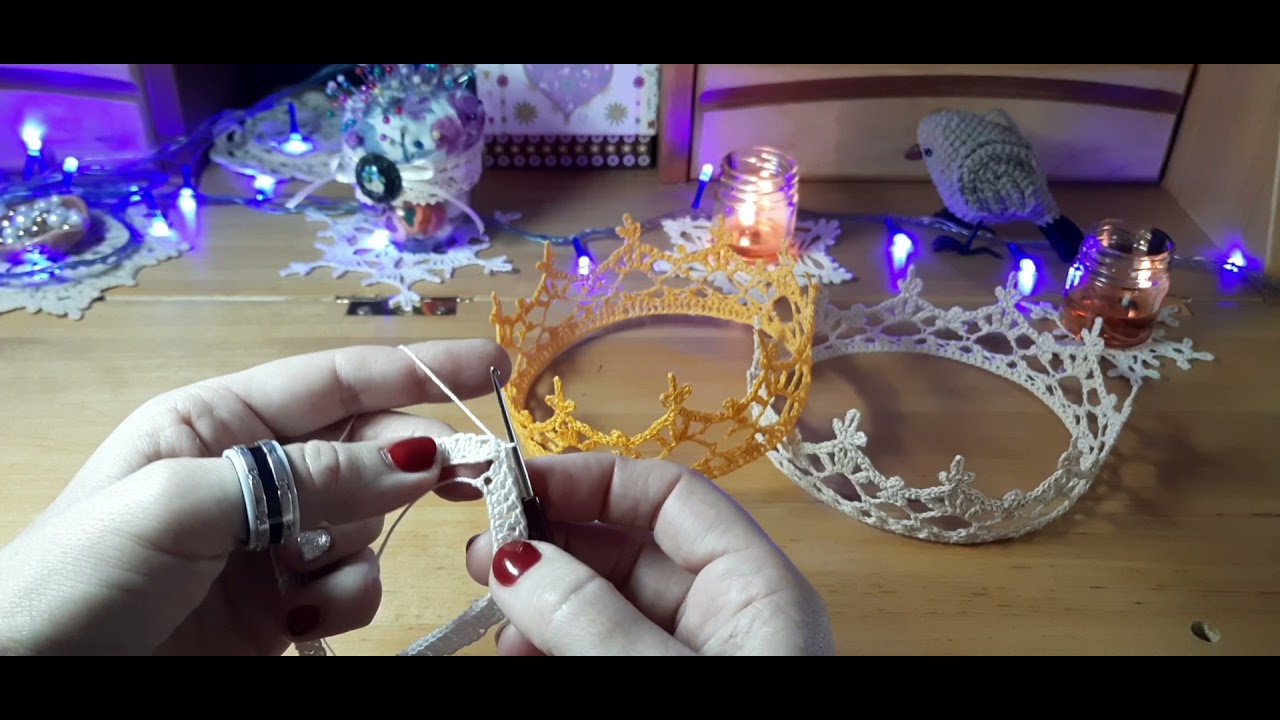 МК   корона крючком.  Korona szydełkowa.Coroa de crochet.