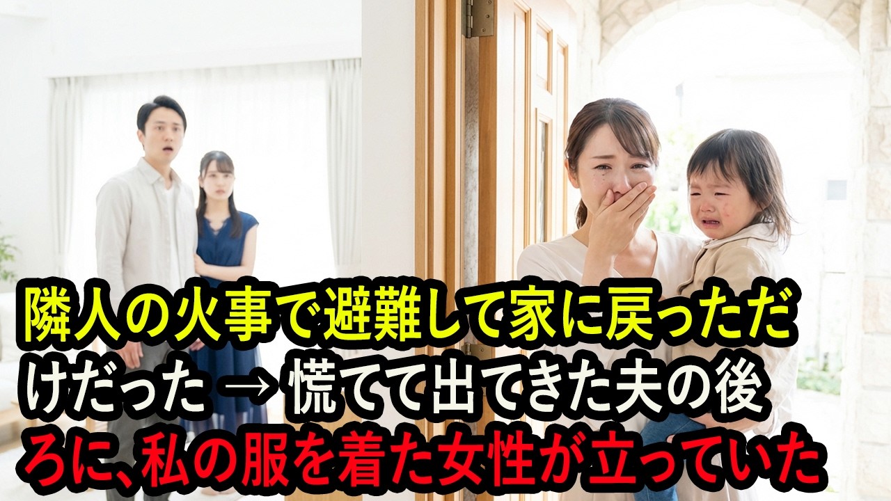 隣人の火事で避難して家に戻っただけだった → 慌てて出てきた夫の後ろに、私の服を着た女性が立っていた