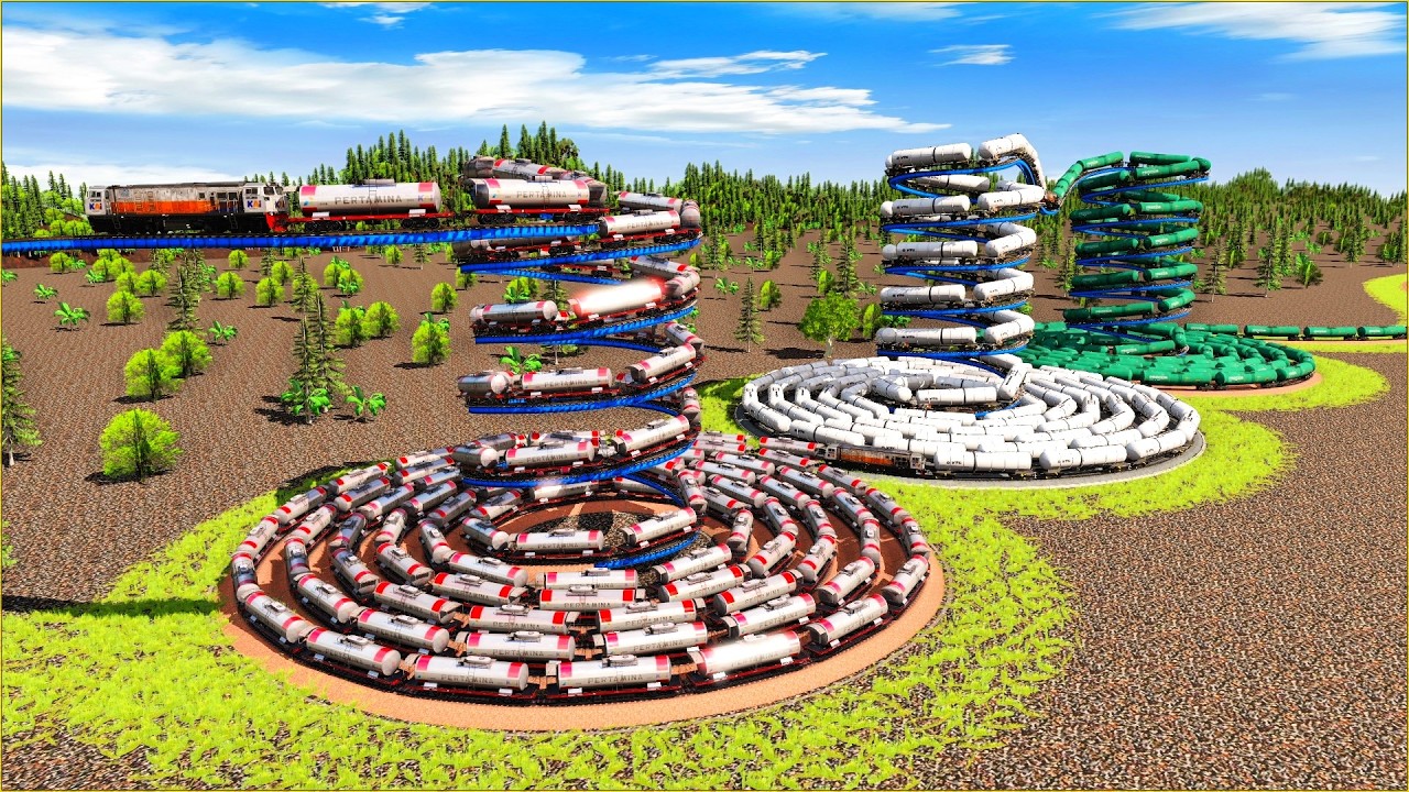 Extreme & Thrilling 3 Spiral Railway Tracks🚦Unique & Weird Railway Tracks🚇Trainz Simulator 2019