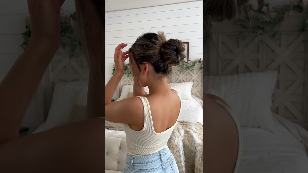 messy bun hack for short fine hair 🤍 #shorthairstyle #messybun #hairhacks #hairtrends #hairtutorial