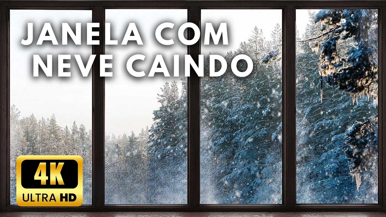 4K Vista da Janela para Floresta de Inverno com Neve – Relaxante, Calmante, Ambiente