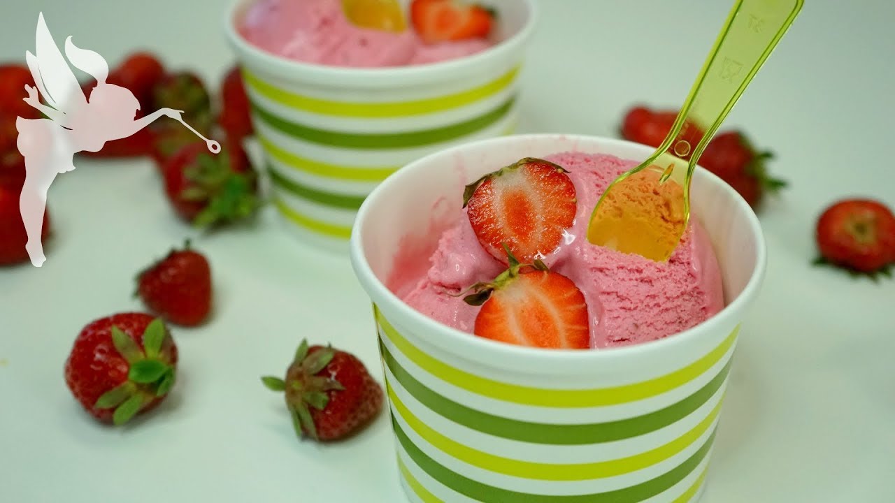 Erdbeereis selber machen - Cremiges Erbeer Eis Rezept - Speiseeis mit Erdbeergeschmack - Kuchenfee