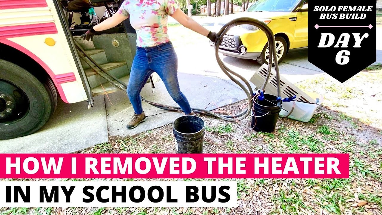 How I Removed The Heater In My School Bus (plus the stubborn center aisle flooring!) | S1 E9