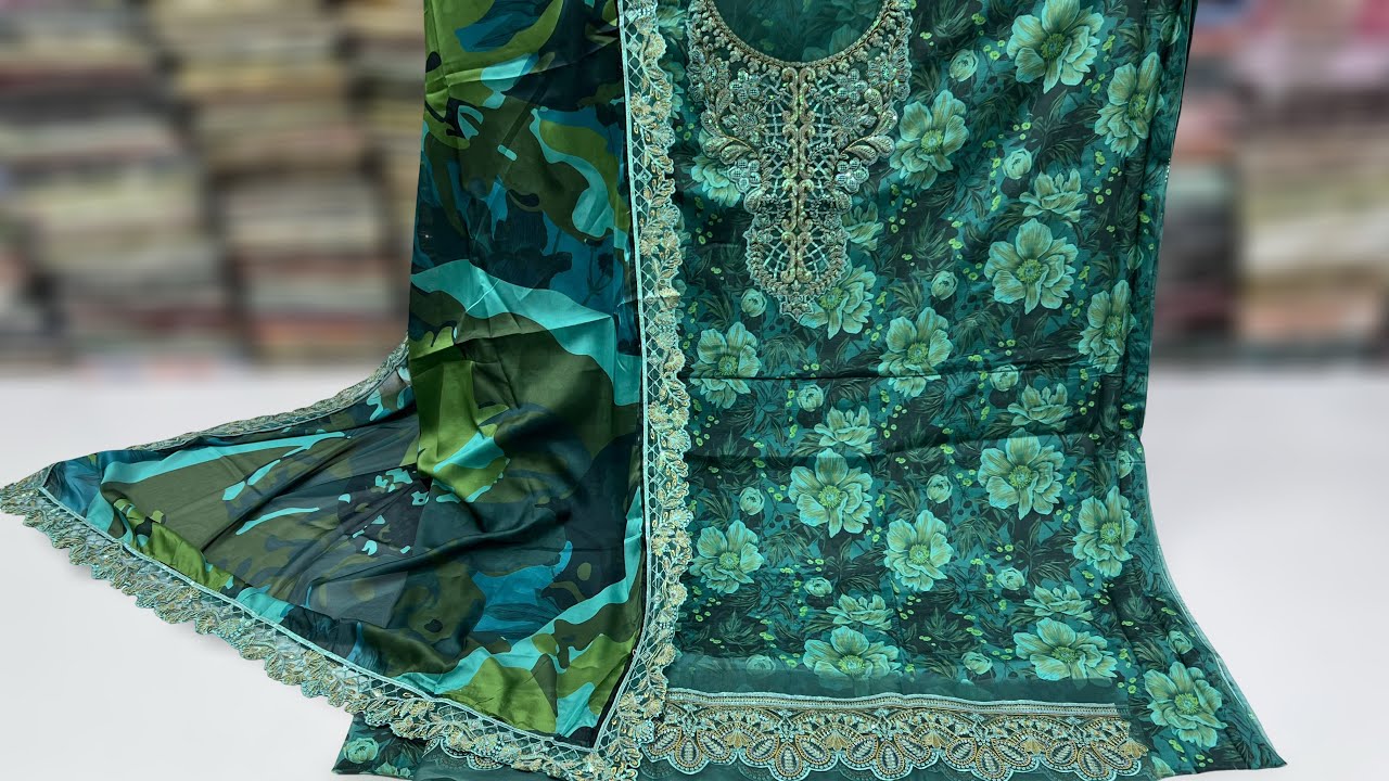 Luxury Raw Silk Digital Print with Fancy Patches | With Digital Silk Dupatta | New Arrivals 2026