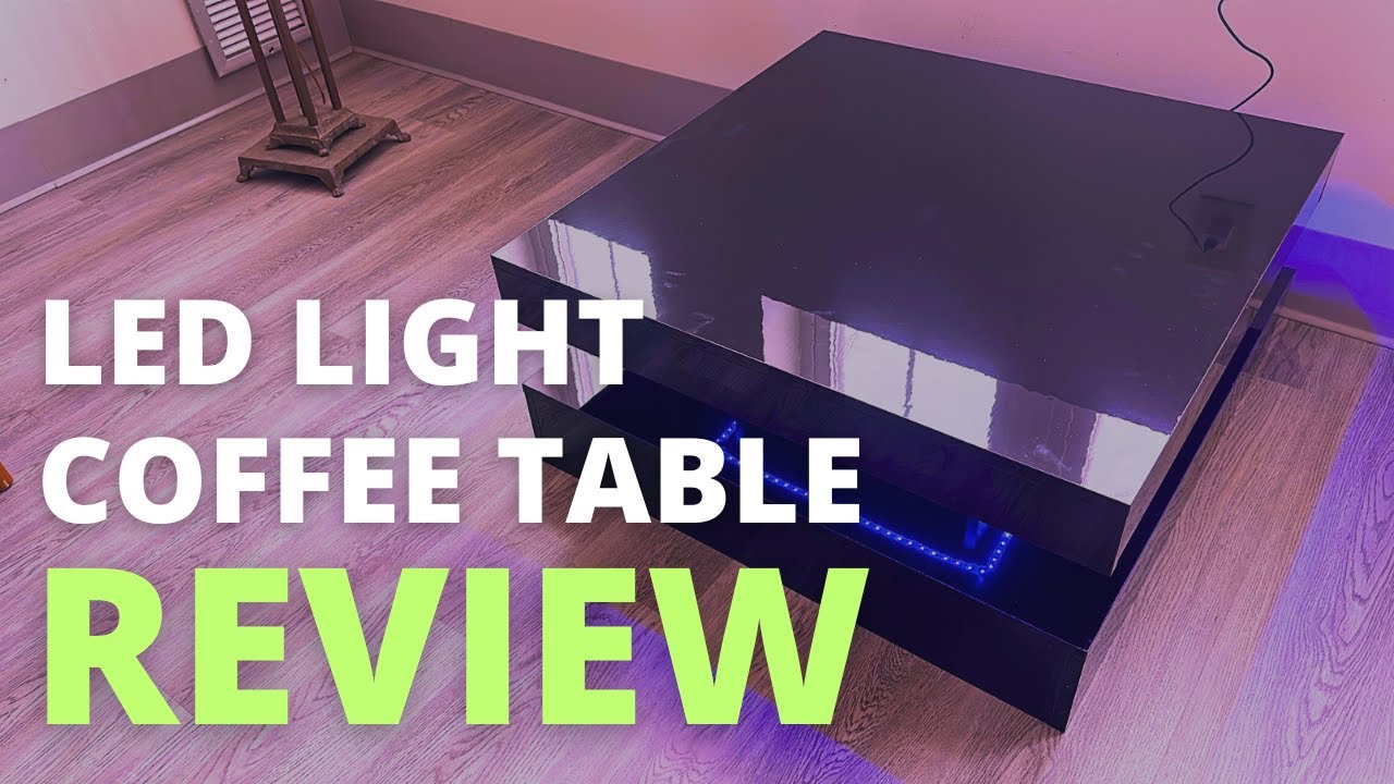 HedoAjim Black LED Coffee Table Review | Amazon Coffee Table Review | Coffee Table with LED Lights