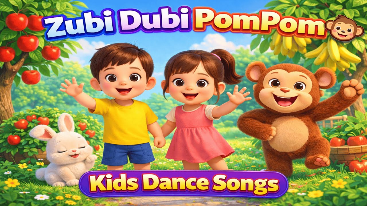 Zubi Dubi Pom Pom 🐵 | Kids Dance Song Compilation | Fun Baby Action Songs (8 Min)