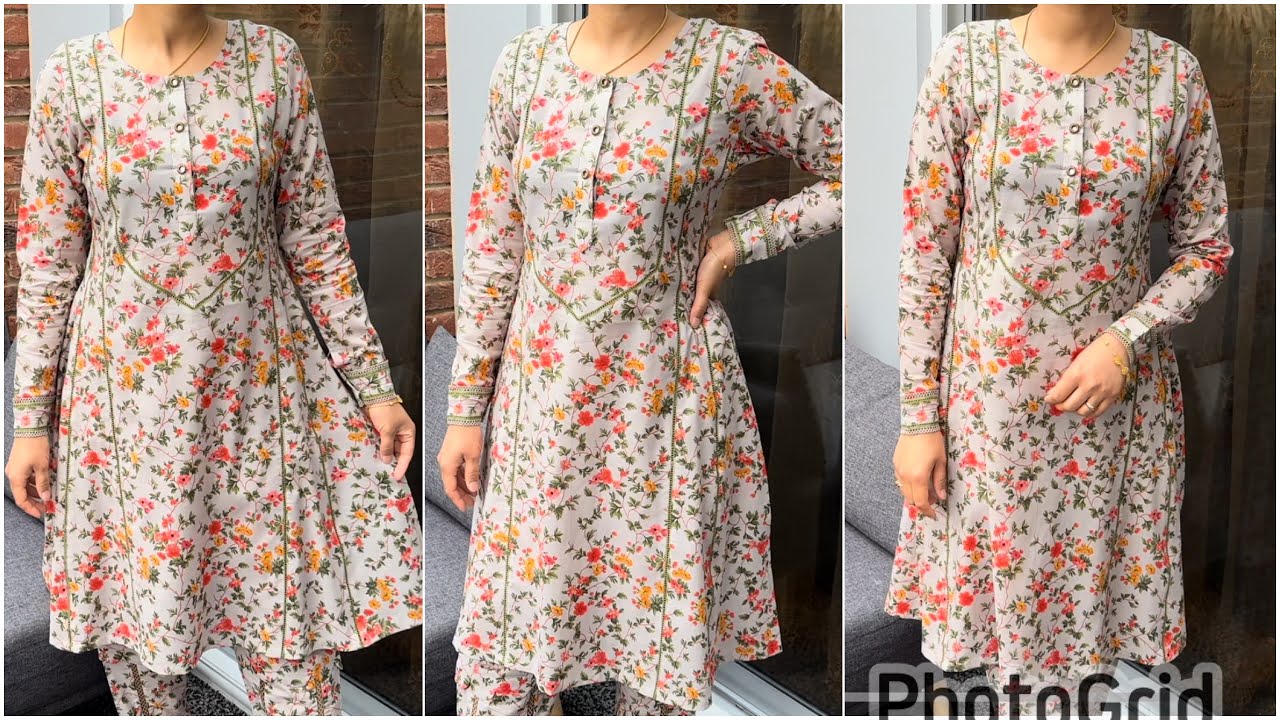 Latest and unique Pannel shirt with kurta pati neck in very different style cutting and stitching