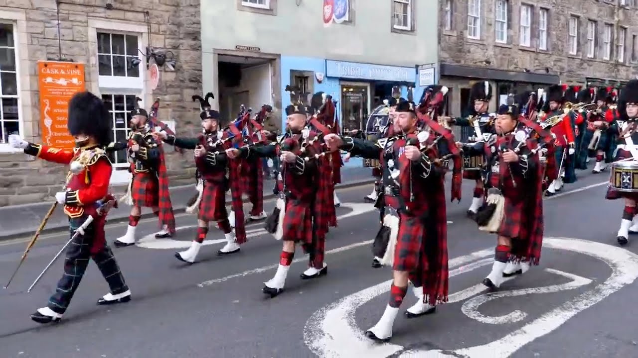 2 SCOTS Royal Highland Fusiliers Parade the Royal Mile for Scottish Parliament's 25th Anniversary